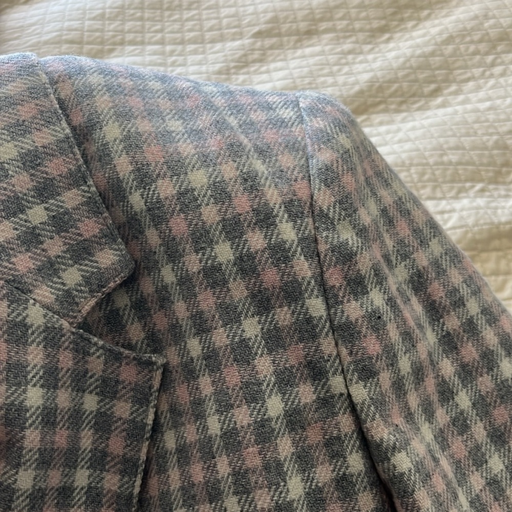 Haberdashery Checkered Blazer in Gray, Light Pink, and White - Picture 14 of 16